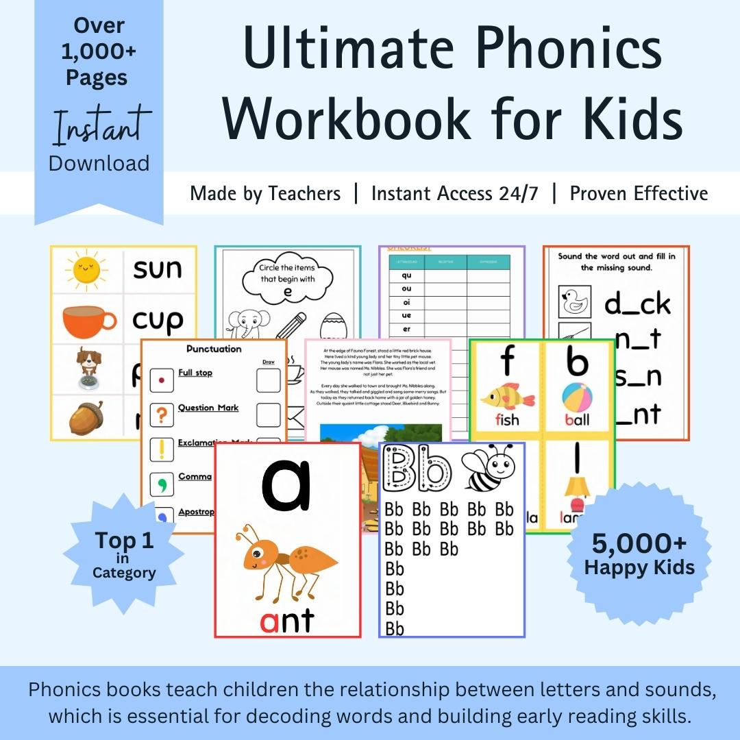 Ultimate Phonics Workbook for Kids + Bonus: Learning Bundles - The Learning Lab